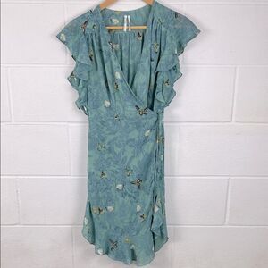 Anthropologie feather bone women’s Osuna mini wrap butterfly tunic dress size XS